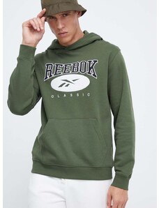 Dukserica Reebok Classic za muškarce, boja: zelena, s kapuljačom, s aplikacijom