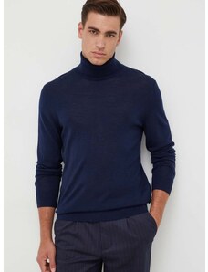 Vuneni pulover Michael Kors za muškarce, boja: tamno plava, lagani, s dolčevitom