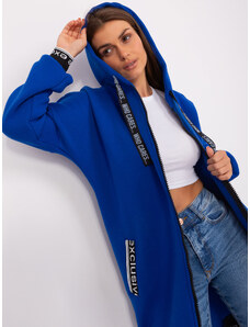Fashionhunters Cobalt blue long zippered sweatshirt with lettering