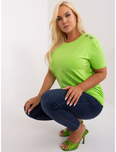 Fashionhunters Light green women's cotton blouse of larger size