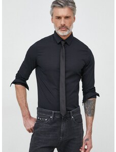 Košulja Calvin Klein za muškarce, boja: crna, slim, s klasičnim ovratnikom