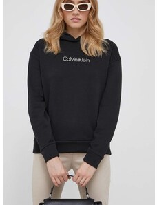 Dukserica Calvin Klein za žene, boja: crna, s kapuljačom, s tiskom