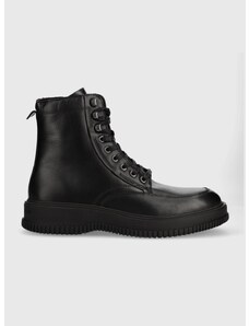 Kožne cipele Tommy Hilfiger TH EVERYDAY CLASS TERMO LTH BOOT za muškarce, boja: crna, FM0FM04658