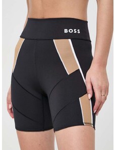 Kratke hlače BOSS x Alica Schmidt za žene, boja: crna, s uzorkom, visoki struk