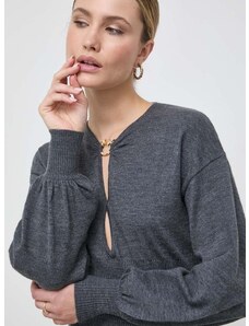 Vuneni pulover Pinko za žene, boja: siva, lagani