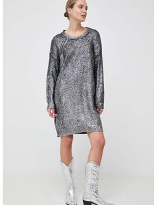 Haljina s primjesom vune Pinko boja: srebrna, mini, oversize