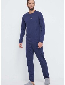 Pamučna pidžama Guess boja: tamno plava, bez uzorka