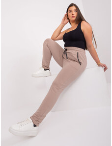 Fashionhunters Beige plus size sweatpants with drawstring from Savage