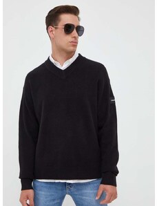Pulover s dodatkom vune Calvin Klein za muškarce, boja: crna