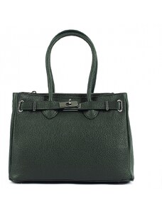 Luksuzna Talijanska torba od prave kože VERA ITALY "Xelta", boja tamno zeleno, 21x29cm