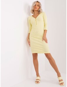 Fashionhunters Basic yellow ribbed cotton dress