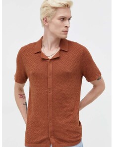 Košulja Hollister Co. za muškarce, boja: smeđa, regular