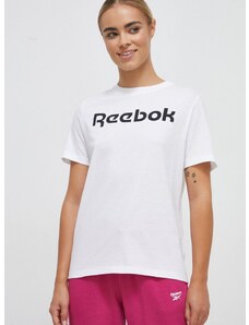 Pamučna majica Reebok boja: bijela, 100073077