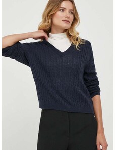 Vuneni pulover Tommy Hilfiger za žene, boja: tamno plava, lagani