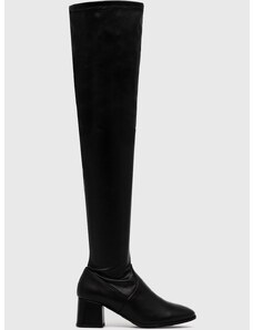 Kožne čizme Wojas za žene, boja: crna, ravna potpetica