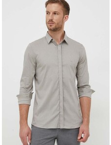 Košulja Calvin Klein za muškarce, boja: siva, slim, s klasičnim ovratnikom