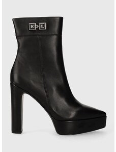 Kožne gležnjače Karl Lagerfeld SOIREE PLATFORM za žene, boja: crna, s debelom potpeticom, KL31760