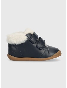 Dječje zimske kožne cipele Pom D'api FLEX-UP EASY FUR boja: tamno plava