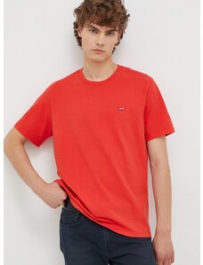 Pamučna majica Levi's boja: crvena, bez uzorka