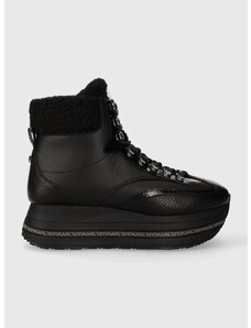 Kožne cipele Karl Lagerfeld VELOCITA MAX KC za žene, boja: crna, s platformom, sa srednje toplom podstavom, KL64963