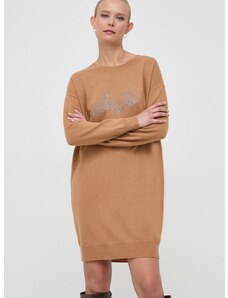 Haljina s primjesom vune Liu Jo boja: smeđa, mini, ravna