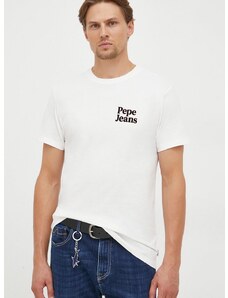 Pamučna majica Pepe Jeans boja: bež, s tiskom