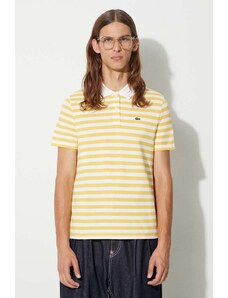 Pamučna polo majica Lacoste boja: žuta, s uzorkom