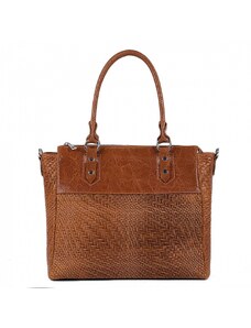 Luksuzna Talijanska torba od prave kože VERA ITALY "Lumina", boja konjak, 30x36cm