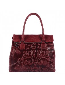 Luksuzna Talijanska torba od prave kože VERA ITALY "Balabia", boja tamnocrvena, 28x36cm