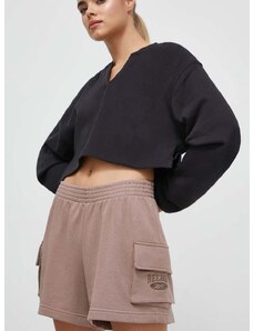 Kratke hlače Reebok Classic za žene, boja: smeđa, s aplikacijom, visoki struk