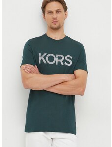 Pamučna majica Michael Kors boja: zelena, s tiskom