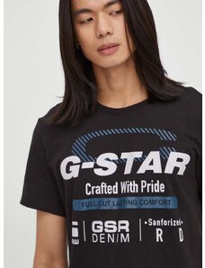 Pamučna majica G-Star Raw boja: crna, s tiskom