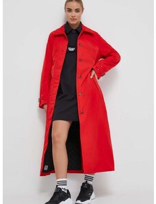 Kišni kaput Didriksons Matilde za žene, boja: crvena, za prijelazno razdoblje