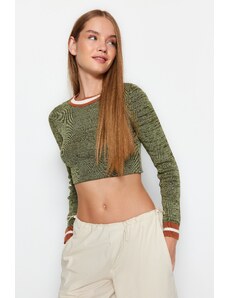 Trendyol Khaki Super Crop pletenina džemper
