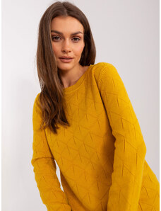 Fashionhunters Dark yellow classic sweater with long sleeves