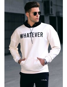 Madmext Men's White Hooded Sweatshirt 4774