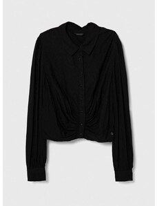 Košulja Guess za žene, boja: crna, regular, s klasičnim ovratnikom