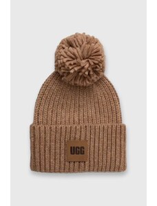 Kapa s dodatkom vune UGG boja: smeđa, od debelog pletiva