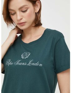 Pamučna majica Pepe Jeans VIVIAN za žene, boja: zelena