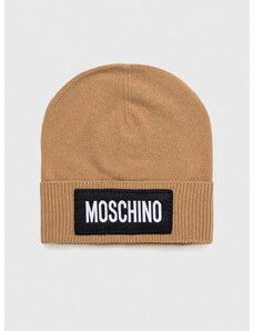 Kapa od kašmira Moschino boja: smeđa, vunena