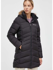 Pernata jakna Marmot za žene, boja: crna, za zimu