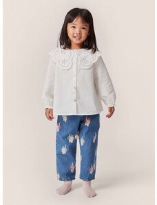 Dječja pamučna bluza Konges Sløjd boja: bijela, s aplikacijom