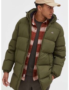 Pernata jakna Tommy Jeans za muškarce, boja: zelena, za zimu