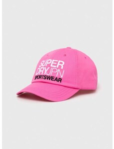 Pamučna kapa sa šiltom Superdry boja: ružičasta, s aplikacijom