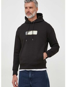 Dukserica Calvin Klein za muškarce, boja: crna, s kapuljačom, s tiskom