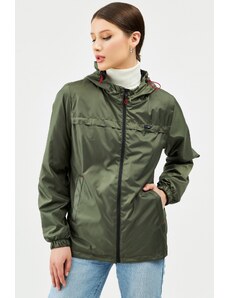 River Club Ženski kaki vodootporni kišni ogrtač s podstavljenim džepom - vjetrovka jakna