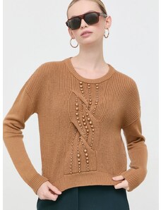 Vuneni pulover Liu Jo za žene, boja: smeđa
