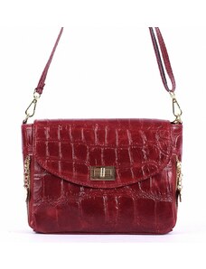 Luksuzna Talijanska torba od prave kože VERA ITALY "Boliva", boja tamnocrvena, 17x23cm