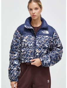 Pernata jakna The North Face za žene, boja: tamno plava, za zimu, oversize