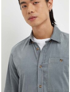 Pamučna košulja Bruuns Bazaar za muškarce, boja: siva, regular, s button-down ovratnikom